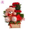 Arreglo floral con peluche en cali