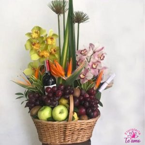 Arreglo floral con frutas, frutero en cali